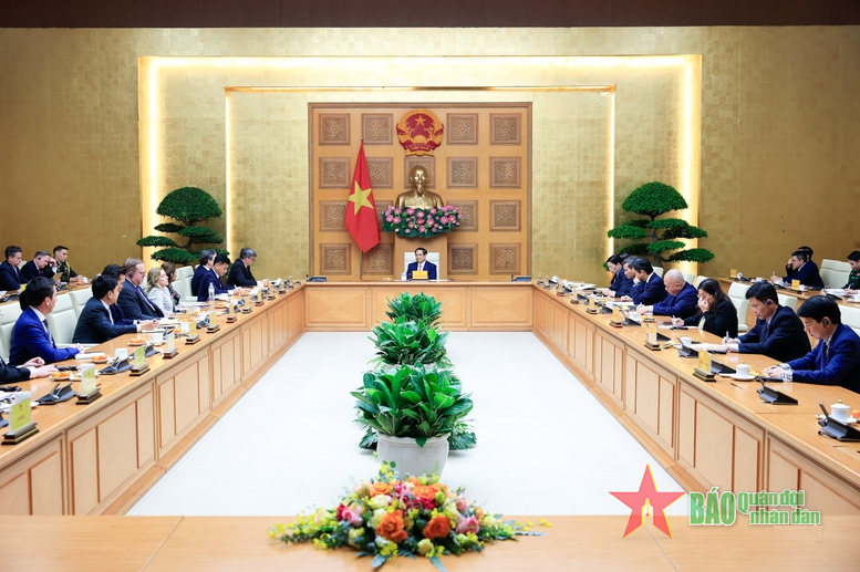 Thủ tướng Phạm Minh Chính tiếp đoàn doanh nghiệp hàng không vũ trụ, quốc phòng, an ninh của Hoa Kỳ